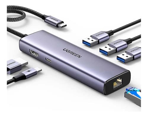 Ugreen Revodok 15598 Hub USB-C 6 en 1 Ethernet Gris — imagen 1